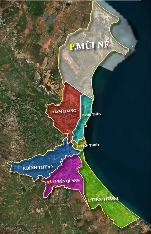 7 đơn vị hành chính mới tại TP. Phan Thiết