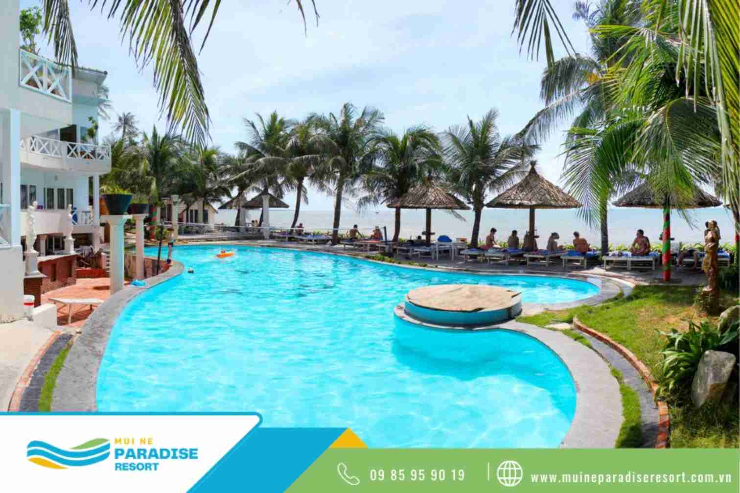 Tour team building Mũi Né - Không gian khuôn viên rộng rãi, có hồ bơi lớn