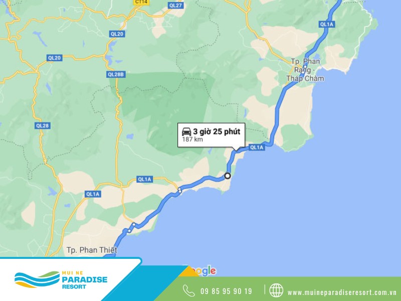 Thuê xe 4 chỗ từ Mũi Né đi Cam Ranh - Quãng đường từ Mũi Né đi sân bay Cam Ranh