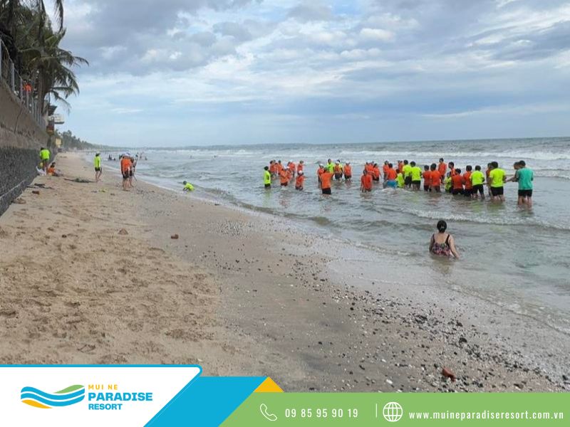 Team Building bãi biển cho đoàn công nhân tại Mũi Né.